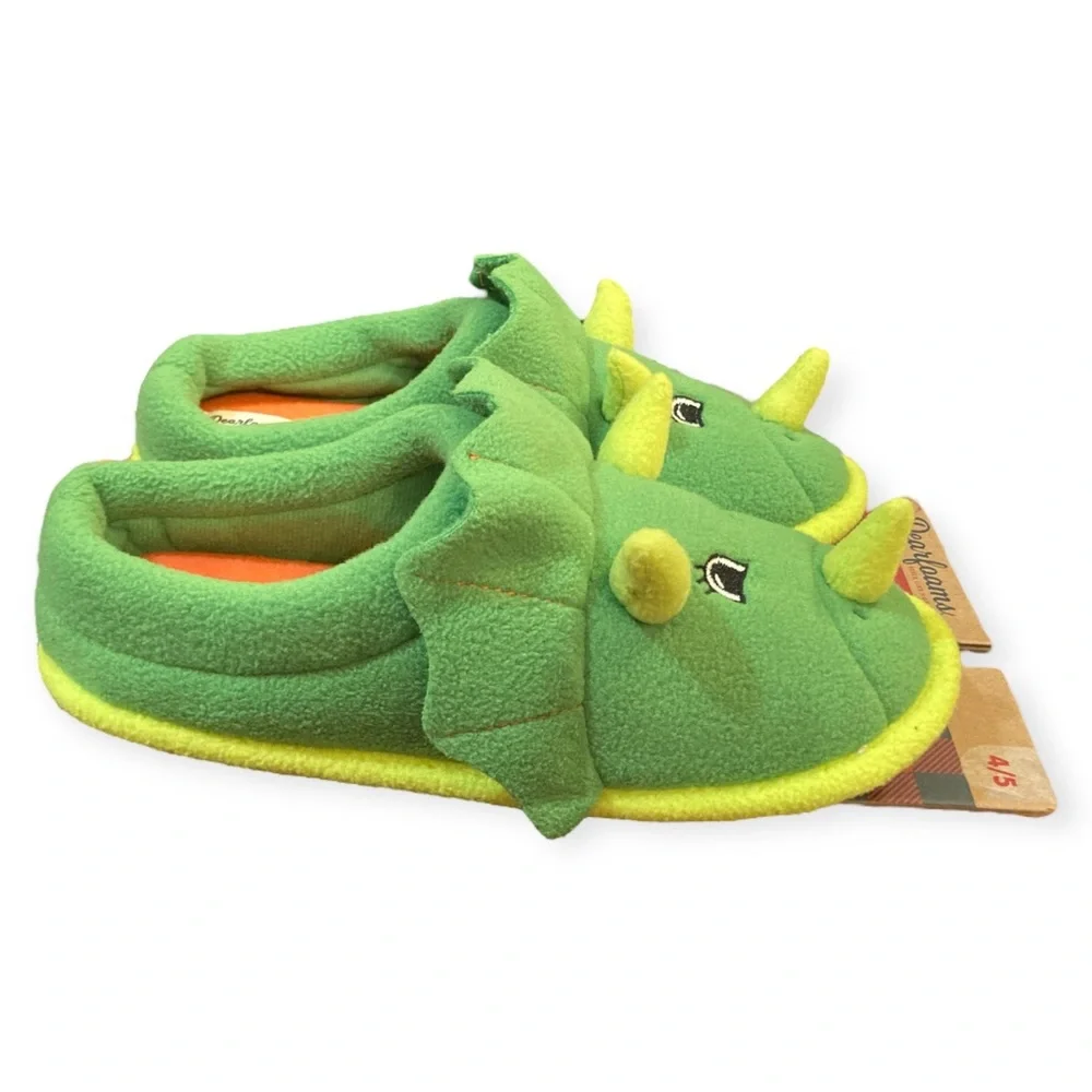 Dearfoams 🦖Triceratops🦖 Kids Sz 4-5 Peyton Animal Clog Slipper Retro Green